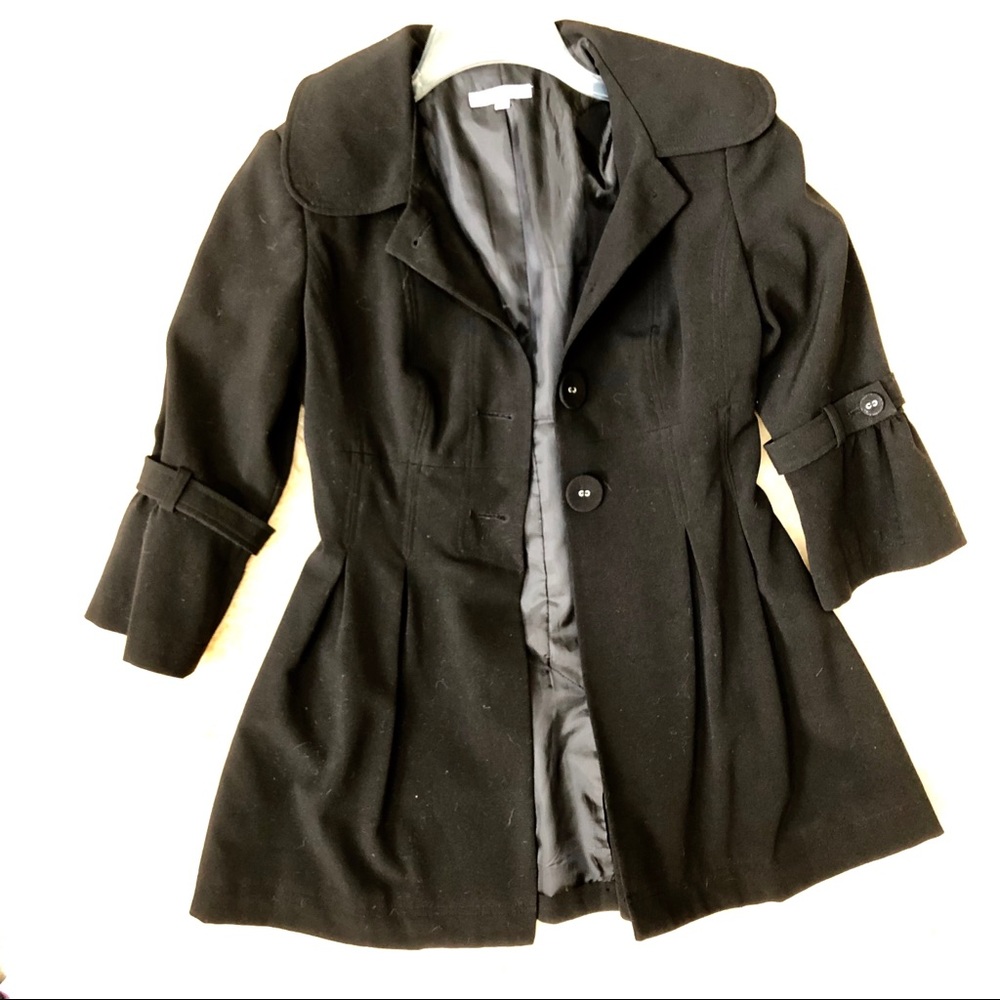 Black Blazer Jacket Button Down Up Light Pea Coat… - image 3